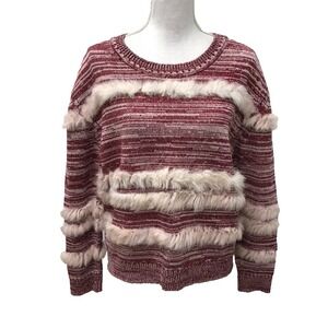 Maison Ullens Cashmere Wool Silk Sweater Jumper Womens Small Burgundy Stripe